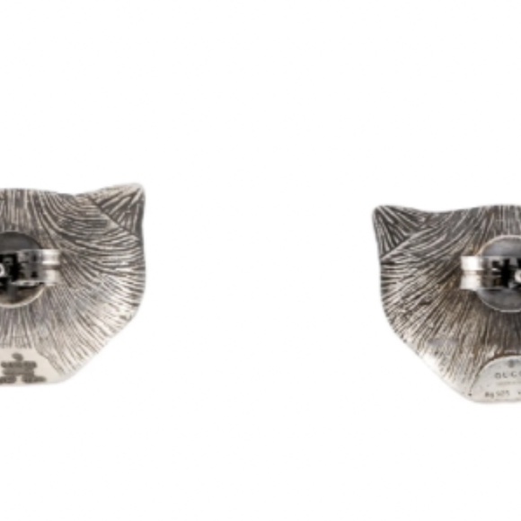 Gucci NEW NIB silver feline cat earrings - Picture 4 of 7